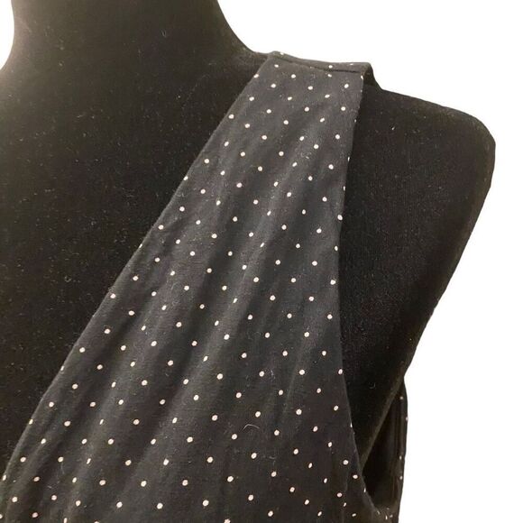 LOFT Black Polka Dot Sleeveless Wrap Dress Size L - Picture 5 of 11